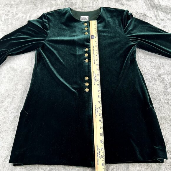 Vintage R&M Richards by Karen Kwong Green Velvet Long Tunic Top M/L Victorian - Picture 4 of 8